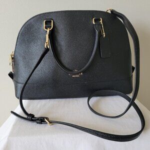 New - Coach Large Black Sierra Crossgrain Satchel F57524